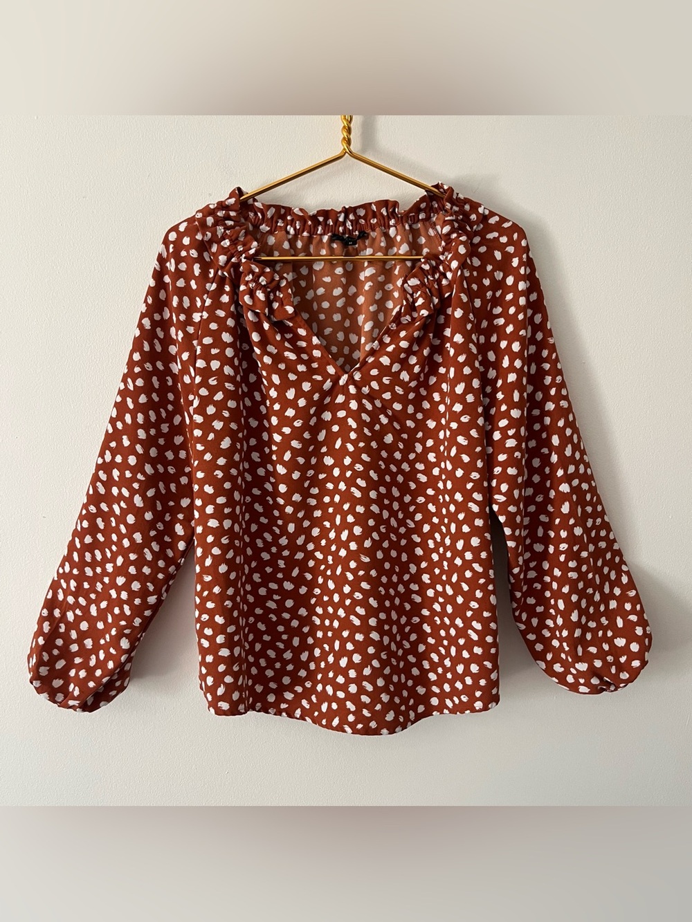 J.Crew Drapey Rufflleneck Top365 crepe Fawn Print M